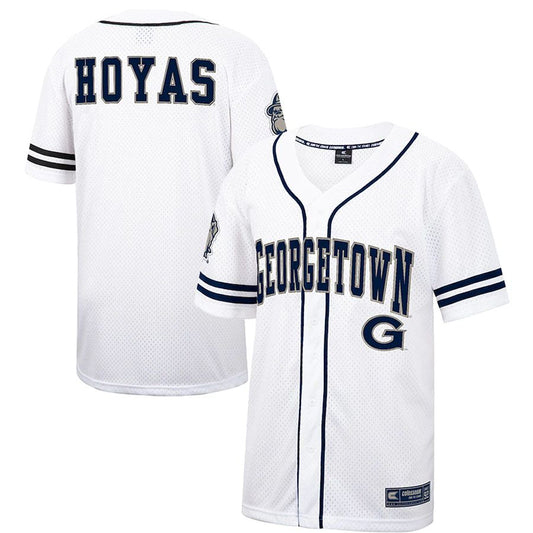G.Hoyas Colosseum Free Spirited Baseball Jersey White Navy Stitched American College Jerseys