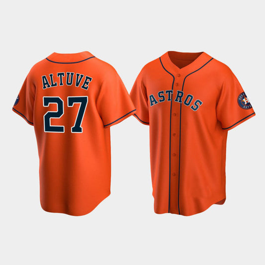 Baseball Houston Astros #27 Jose Altuve Orange Stitched Jersey