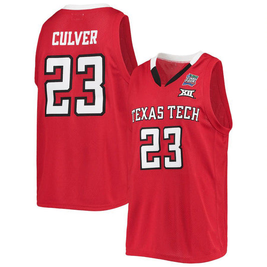 T.Tech Red Raiders #23 Jarrett Culver Original Retro Brand Alumni Commemorative Replica Basketball Jersey Red Stitched American College Jerseys