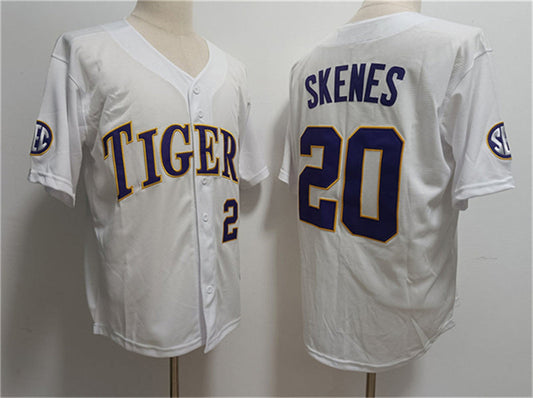 L.Tigers #20 Paul Skenes White 2023 Stitched Baseball Jersey American College Jerseys