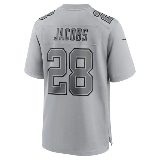 L.Raiders #28 Josh Jacobs Gray Atmosphere Fashion Game Jersey Stitched American Football Jerseys