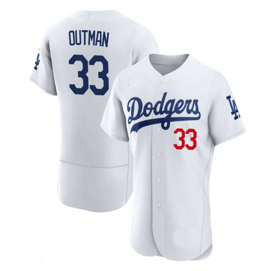 Los Angeles Dodgers #33 James Outman White Home Authentic Patch Jersey Baseball Jerseys