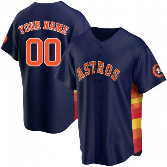 Custom Houston Astros Baseball Jerseys Navy Stitched Jerseys LOGO