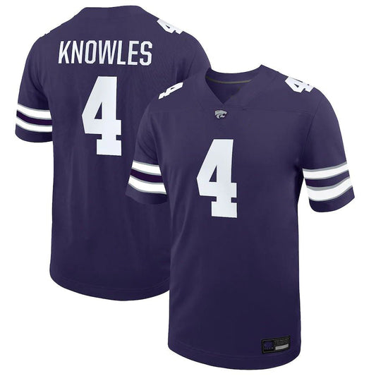 K.State Wildcats #4 Malik Knowles NIL Replica Football Jersey  Purple Stitched American College Jerseys