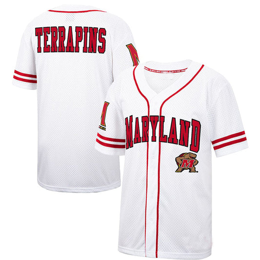M.Terrapins Colosseum Free Spirited Baseball Jersey  White Red Stitched American College Jerseys
