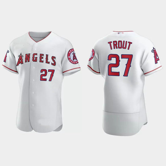 Los Angeles Angels #27 Mike Trout White Authentic Jersey Men Youth Women Baseball Jerseys
