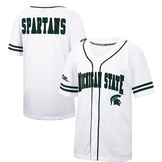 M.State Spartans Colosseum Free Spirited Baseball Jersey White Green Stitched American College Jerseys