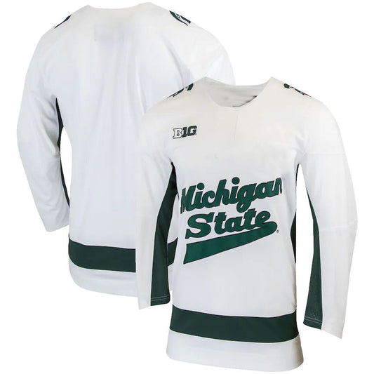 M.State Spartans Replica College Hockey Jersey  White Stitched American College Jerseys