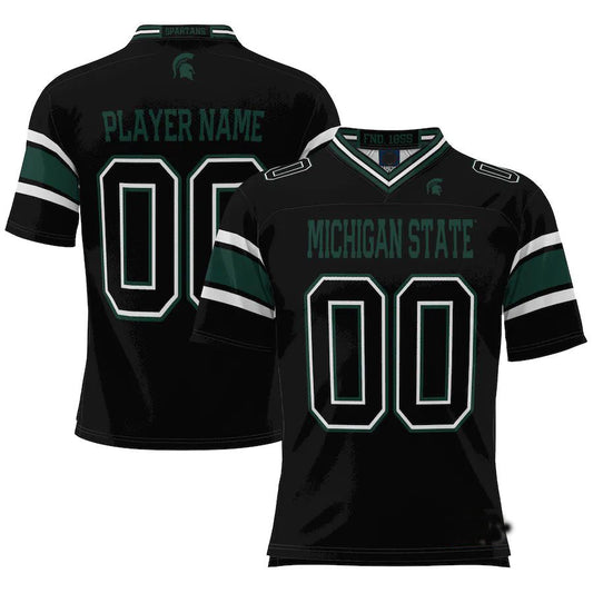 Custom M.State Spartans ProSphere NIL Pick-A-Player Black Football Jersey American Stitched College Jerseys