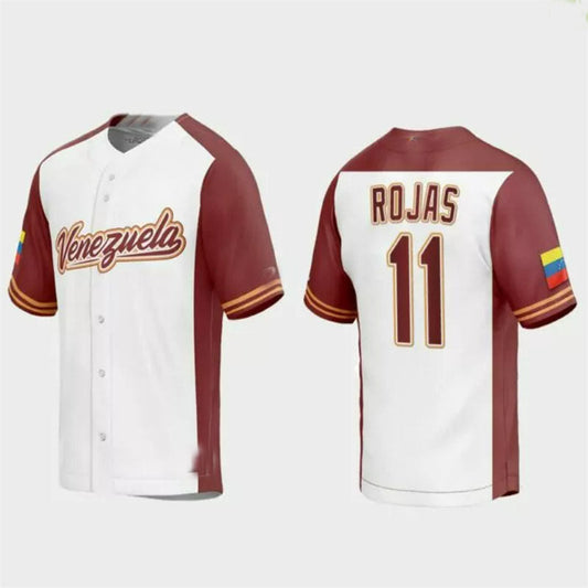 #11 Miguel Rojas Venezuela Baseball 2023 World Baseball Classic Replica Jersey ¨C White Stitches Baseball Jerseys