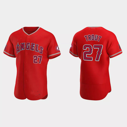 Los Angeles Angels #27 Mike Trout Red Authentic 2020 Alternate Jersey Men Youth Women Baseball Jerseys