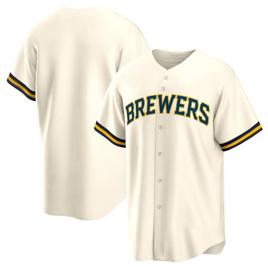 Milwaukee Brewers Cream Home Blank Replica Jersey Baseball Jerseys
