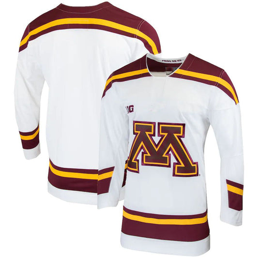 M.Golden Gophers Replica College Hockey Jersey White Stitched American College Jerseys
