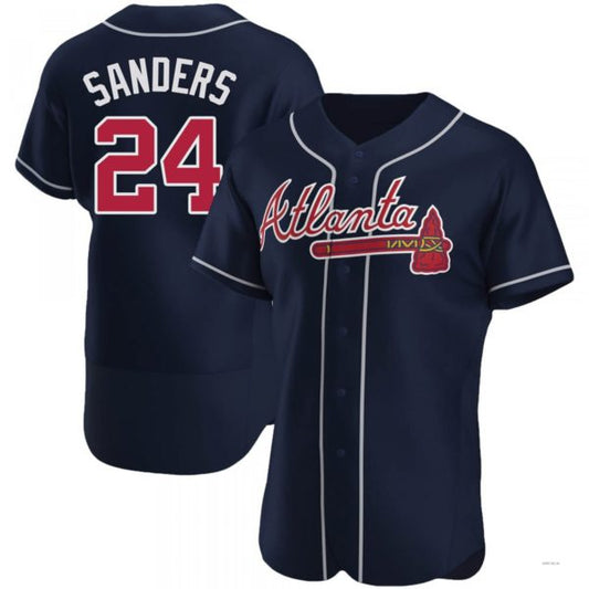 Atlanta Braves #24 Deion Sanders Navy Alternate Jersey Stitches Baseball Jerseys