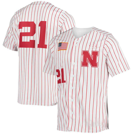 #21 N.Huskers Replica Baseball Jersey  White Stitched American College Jerseys