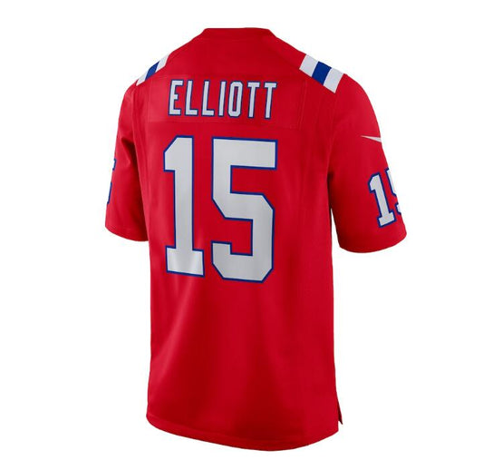 NE.Patriots #15 Ezekiel Elliott Red Alternate Game Player Jersey Stitched American Football Jerseys