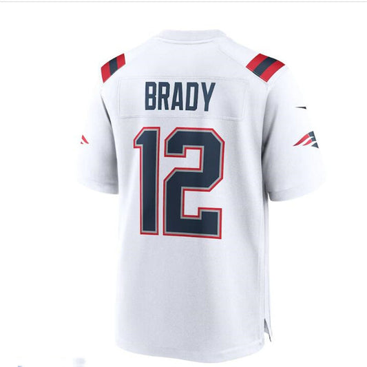 NE.Patriots #12 Tom Brady White Retired Game Jersey Stitched American Football Jerseys