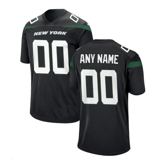 Custom NY.Jets Stealth Black Alternate Game Jersey Stitched Jersey Football Jersey