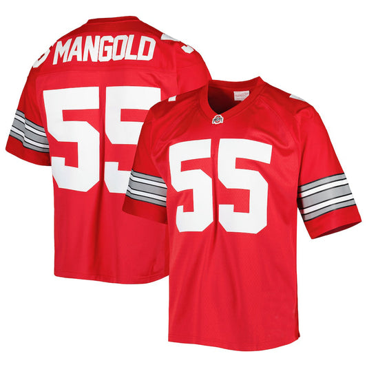 O.State Buckeyes #55 Nick Mangold Mitchell & Ness Authentic Jersey  Scarlet Football Jersey Stitched American College Jerseys