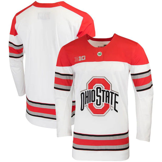O.State Buckeyes Replica College Hockey Jersey White Stitched American College Jerseys