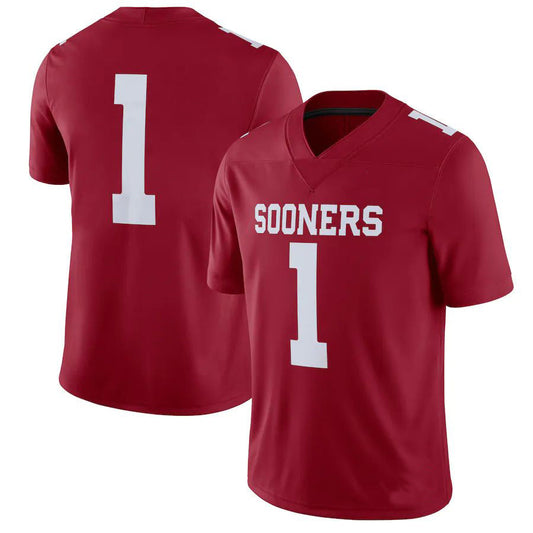 #1 O.Sooners Jordan Brand  Home Game Jersey Crimson Football Jersey Stitched American College Jerseys