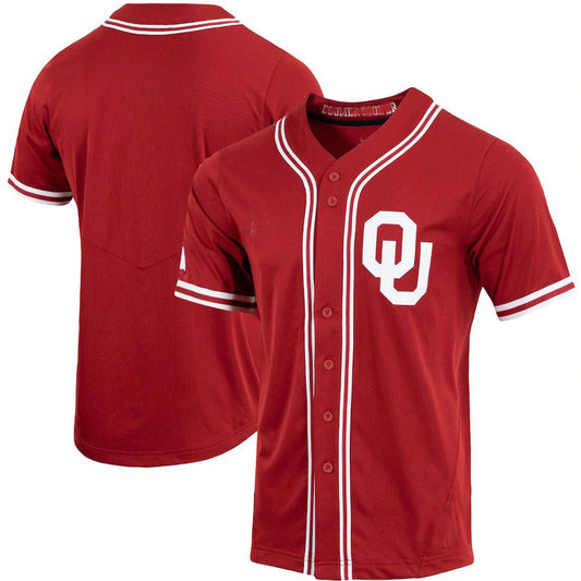 O.Sooners Replica Full-Button Baseball Jersey Crimson Stitched American College Jerseys