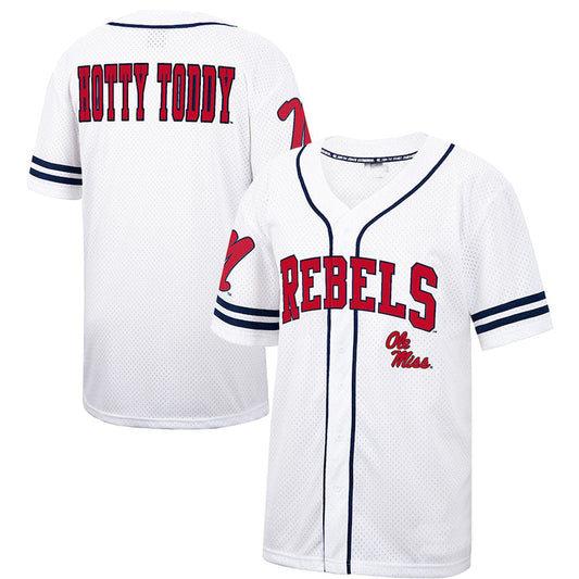 O.Miss Rebels Colosseum Free Spirited Baseball Jersey White Navy Stitched American College Jerseys