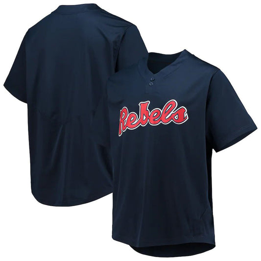 O.Miss Rebels Two-Button Replica Baseball Jersey Navy Stitched American College Jerseys