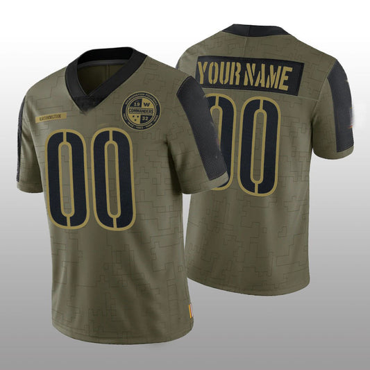 Custom W.Commanders Olive Limited Salute to Service Football Jerseys