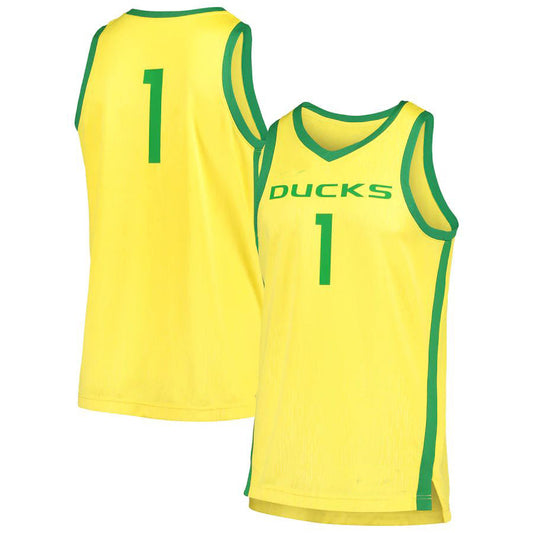#1 O.Ducks Replica Basketball Jersey Yellow Stitched American College Jerseys