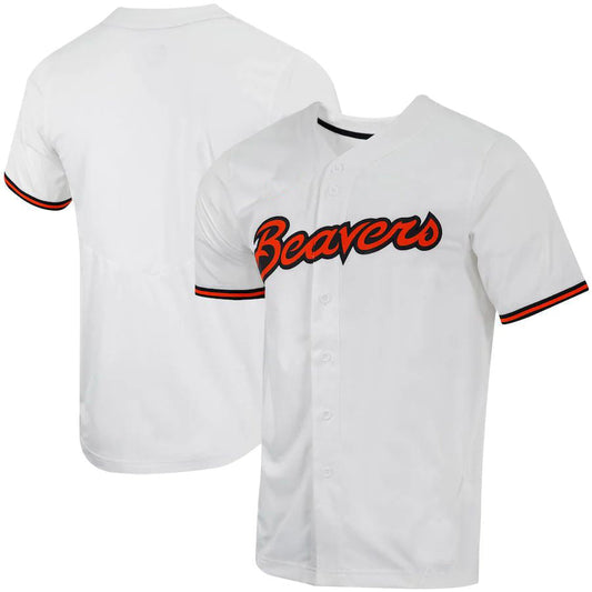O.State Beavers Replica Full-Button Baseball Jersey White Stitched American College Jerseys