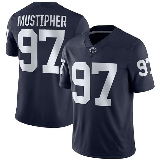 P.State Nittany Lions #97 PJ Mustipher NIL Replica Football Jersey Navy Stitched American College Jerseys