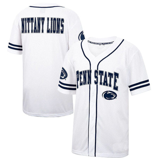P.State Nittany Lions Colosseum Free Spirited Baseball Jersey White Navy Stitched American College Jerseys