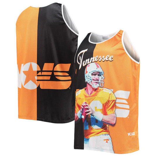 T.Volunteers #16 Peyton Manning Mitchell & Ness Sublimated Player Big & Tall Tank Top - Black Tennessee Orange Stitched American College Jerseys