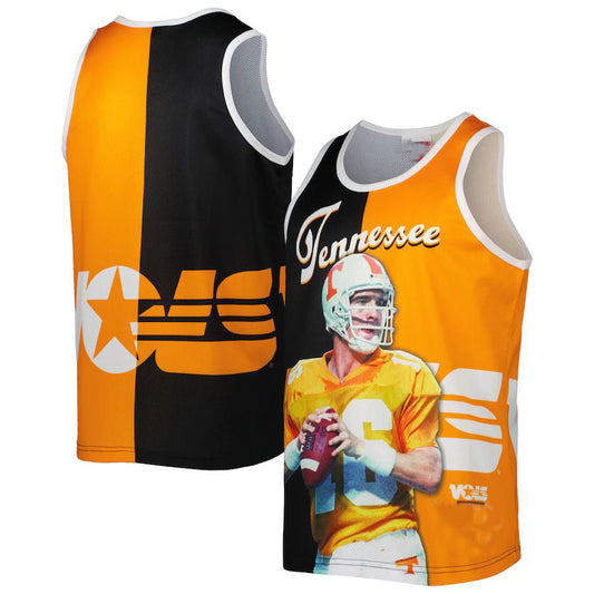 T.Volunteers #16 Peyton Manning Mitchell & Ness Sublimated Player Tank Top Black Tennessee Orange Stitched American College Jerseys