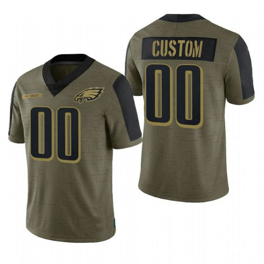 Custom P.Eagles Olive 2021 Salute To Service Limited Football Jerseys