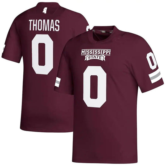 M.State Bulldogs #0 Rara Thomas NIL Replica Maroon Football Jersey Stitched American College Jerseys