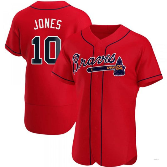 Atlanta Braves #10 Chipper Jones Red Alternate Jersey Stitches Baseball Jerseys