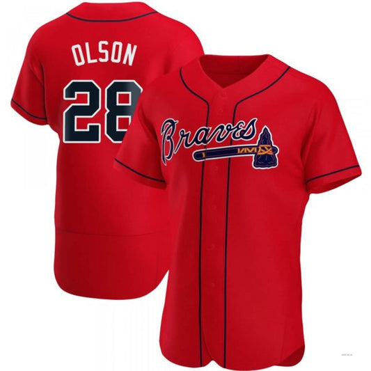 Atlanta Braves #28 Matt Olson Red Alternate Jersey Stitches Baseball Jerseys