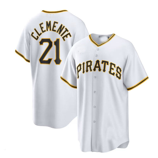 Pittsburgh Pirates #21 Roberto Clemente Home Replica Player Name Jersey - White Baseball Jerseys