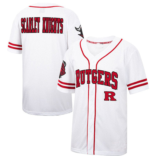R.Scarlet Knights Colosseum Free Spirited Baseball Jersey White Scarlet Stitched American College Jerseys