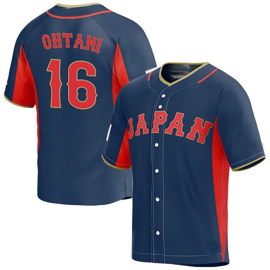 #16 SHOHEI OHTANI JAPAN BASEBALL 2023 WORLD BASEBALL CLASSIC JERSEY ¨C NAVY Stitches Baseball Jerseys