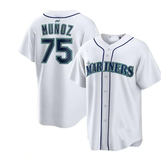 Seattle Mariners #75 Andrés Muñoz White Home Replica Player Jersey Baseball Jerseys