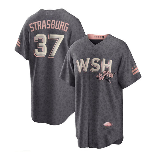 Washington Nationals #37 Stephen Strasburg City Connect Replica Player Jersey - Charcoal Baseball Jerseys