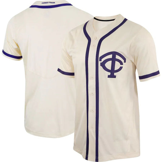 T.Horned Frogs Replica Baseball Jersey  Natural Stitched American College Jerseys