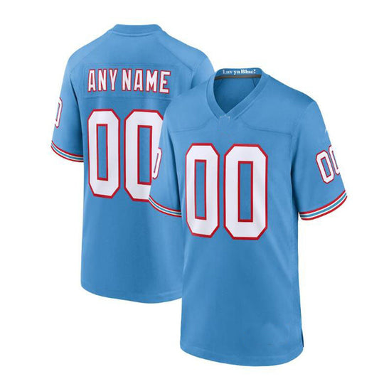 Custom T.Titans Light Blue Oilers Throwback Game Jersey American Stitched Football Jerseys