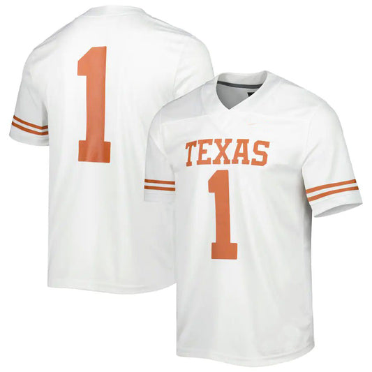 #1 T.Longhorns Away Game Jersey White Stitched American College Jerseys