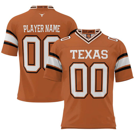Custom T.Longhorns ProSphere NIL Pick-A-Player Football Jersey Texas Orange Stitched American College Jerseys
