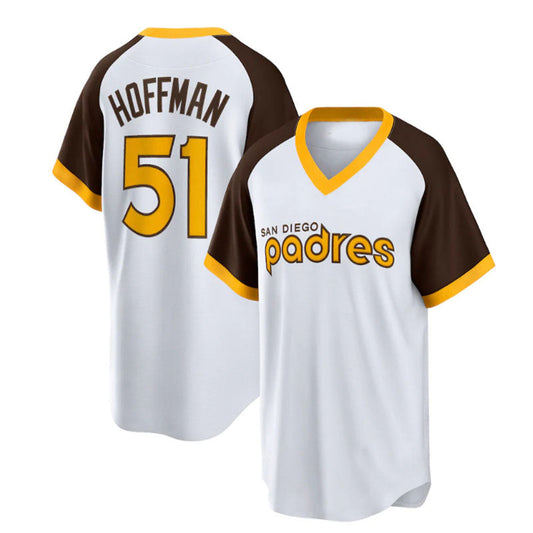 San Diego Padres #51 Trevor Hoffman Home Cooperstown Collection Player Jersey - White Baseball Jerseys