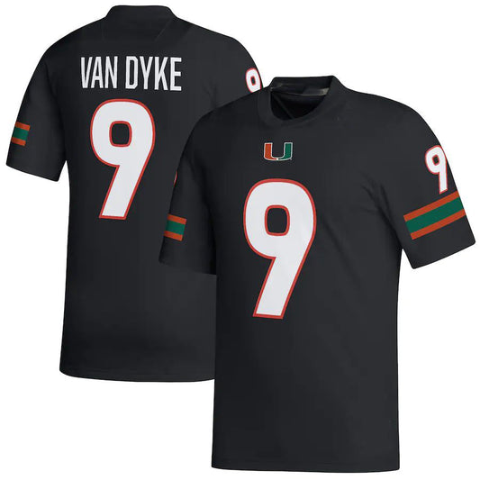 M.Hurricanes #9 Tyler Van Dyke NIL Replica Jersey Black Football Jersey Stitched American College Jerseys